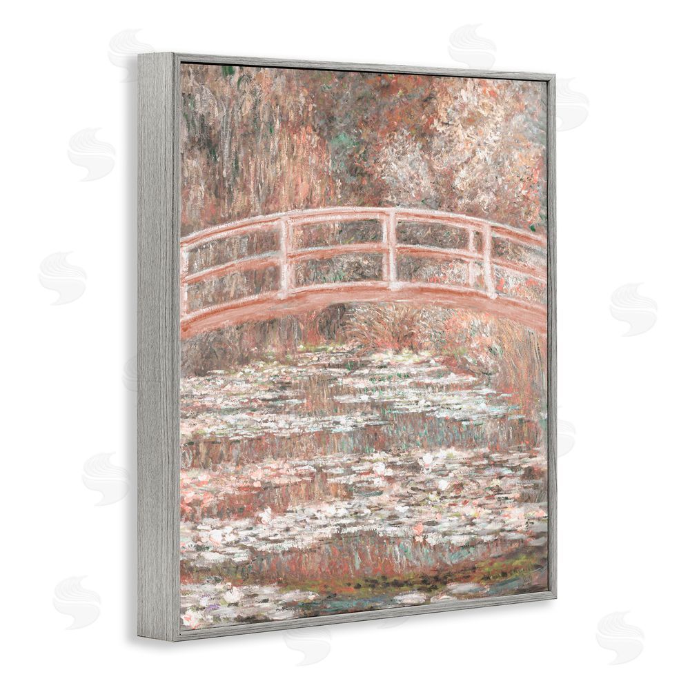 Corinne Haig Peach Impressionist Bridge Gray Framed Giclee Art Print
