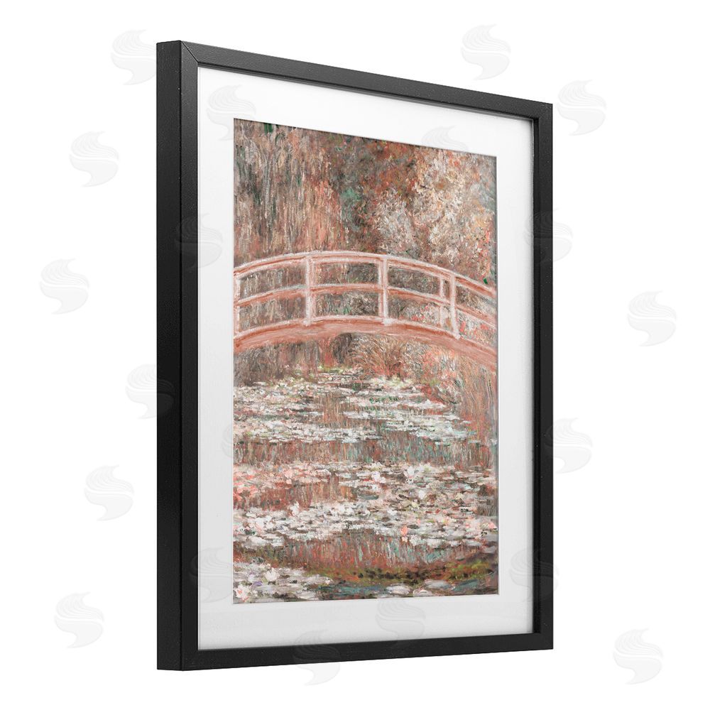 Corinne Haig Peach Impressionist Bridge Black Framed Print Under Glass Art