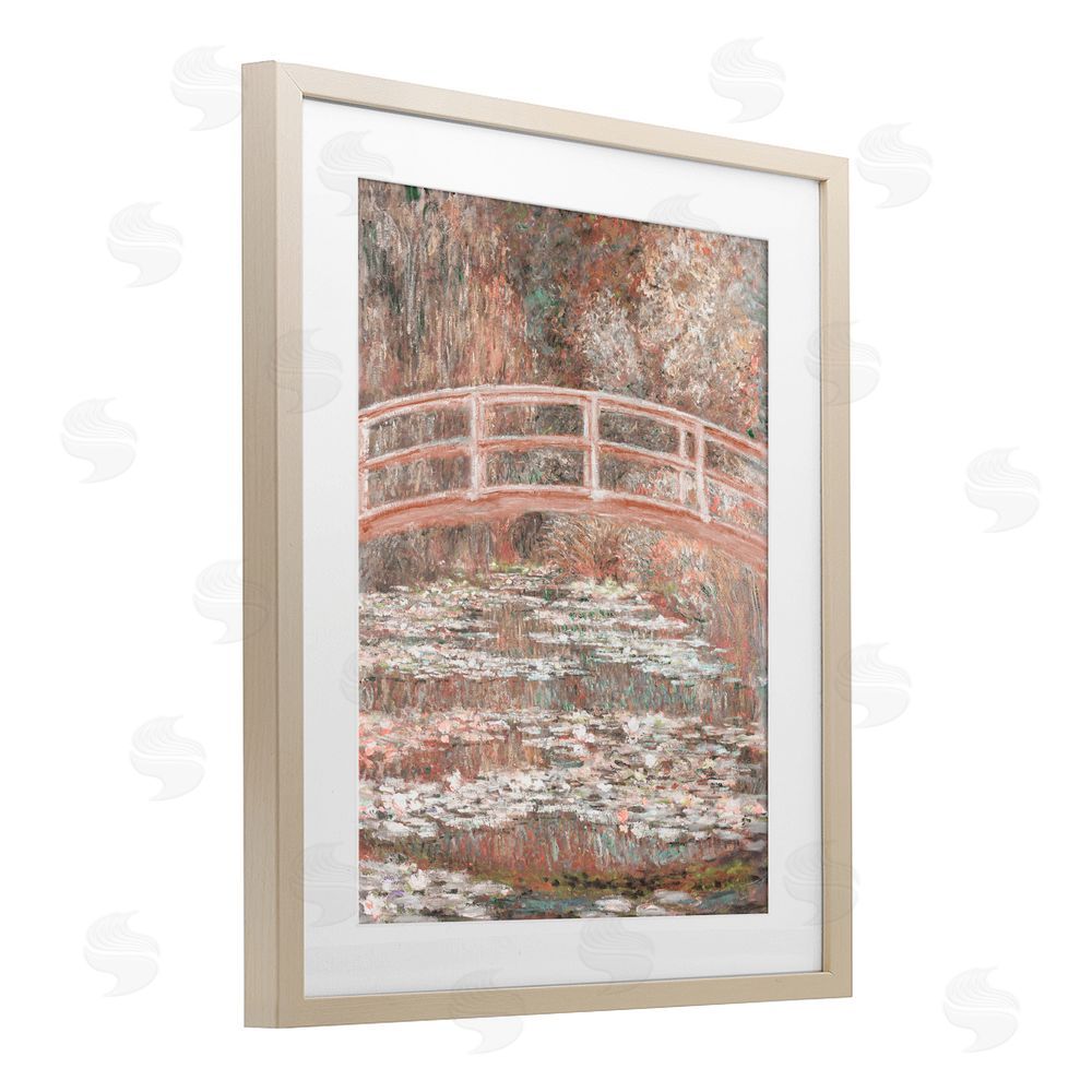 Corinne Haig Peach Impressionist Bridge Birch Framed Print Under Glass Art
