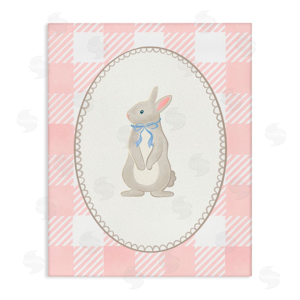 The Paper Curator Soft Pastel Gingham Rabbit Canvas Wall Art Print