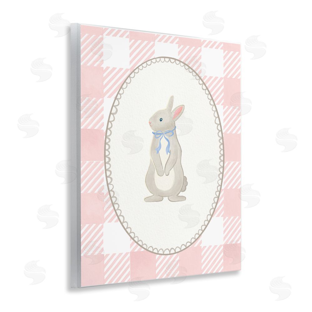 The Paper Curator Soft Pastel Gingham Rabbit Wall Plaque Art Print