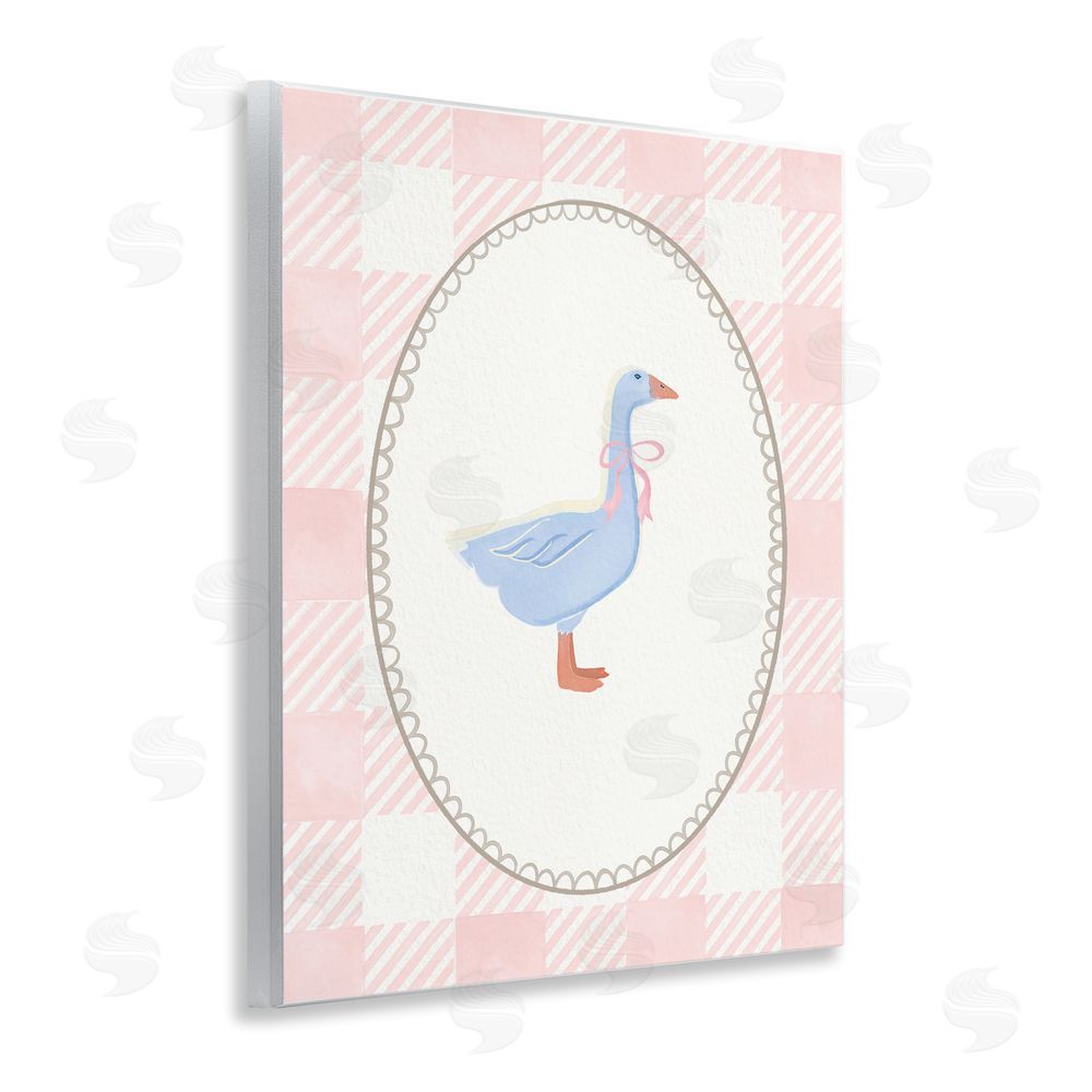 The Paper Curator Goose On Soft Pink Plaid Wall Plaque Art Print