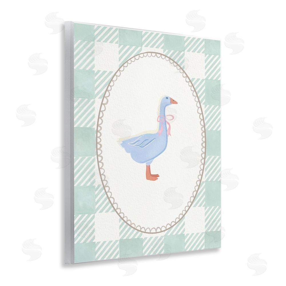 The Paper Curator Goose on Soft Green Plaid Wall Plaque Art Print