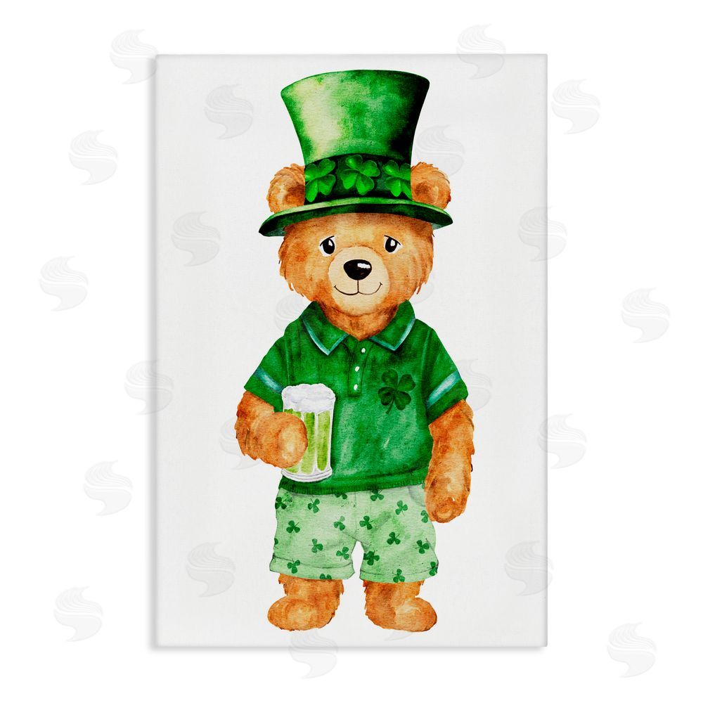 Amy Hall St. Patrick's Day Bear Canvas Wall Art Print