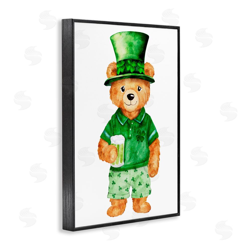 Amy Hall St. Patrick's Day Bear Black Framed Giclee Art Print