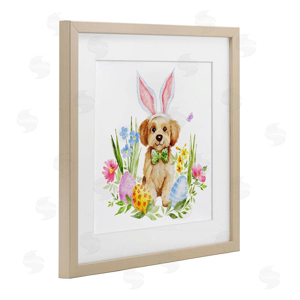 Amy Hall Playful Easter Puppy Birch Framed Print Under Glass Art