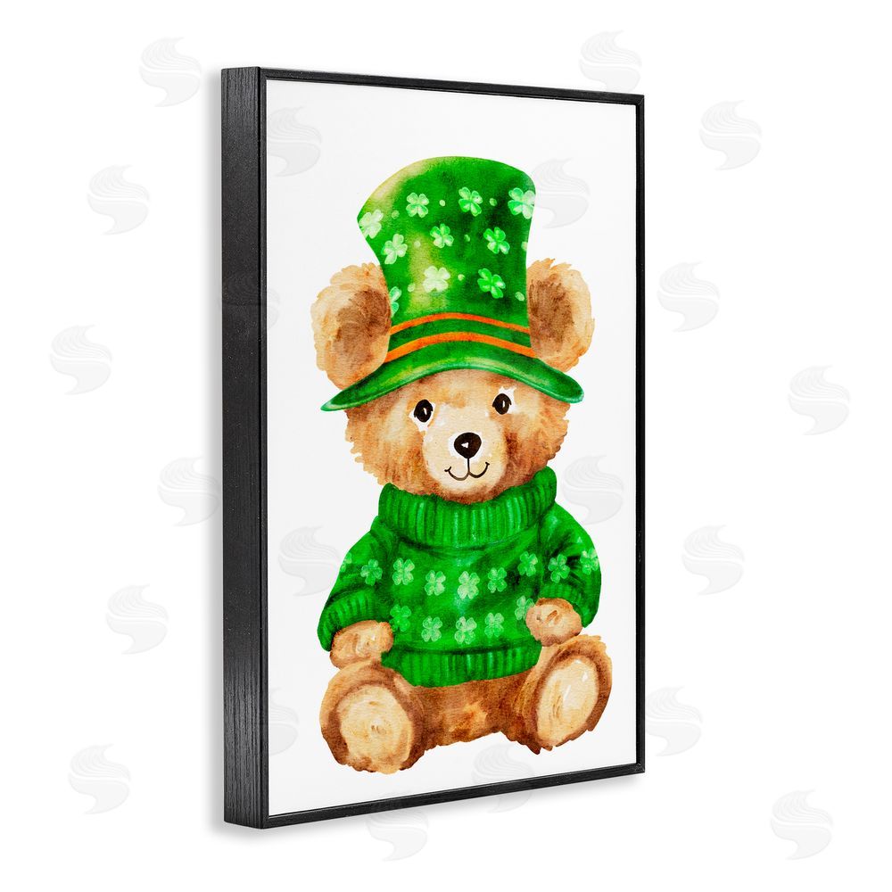 Amy Hall St. Patty's Day Bear Black Framed Giclee Art Print