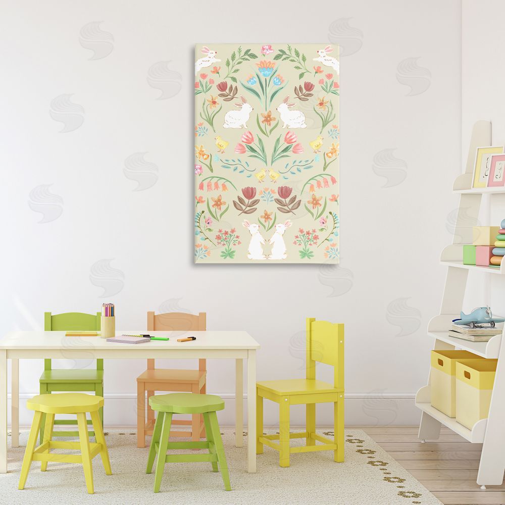 Corinne Haig Symmetrical Easter Ivory Canvas Art on Wall