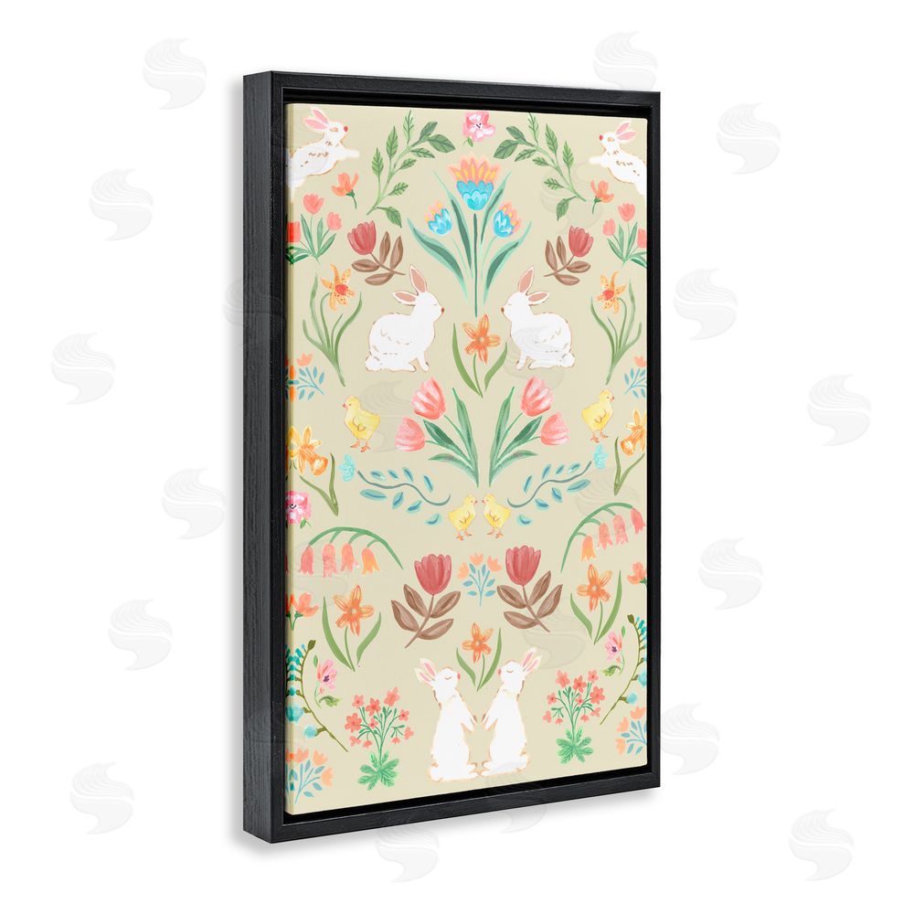Corinne Haig Symmetrical Easter Ivory Black Floating Frame Canvas Wall Art Print