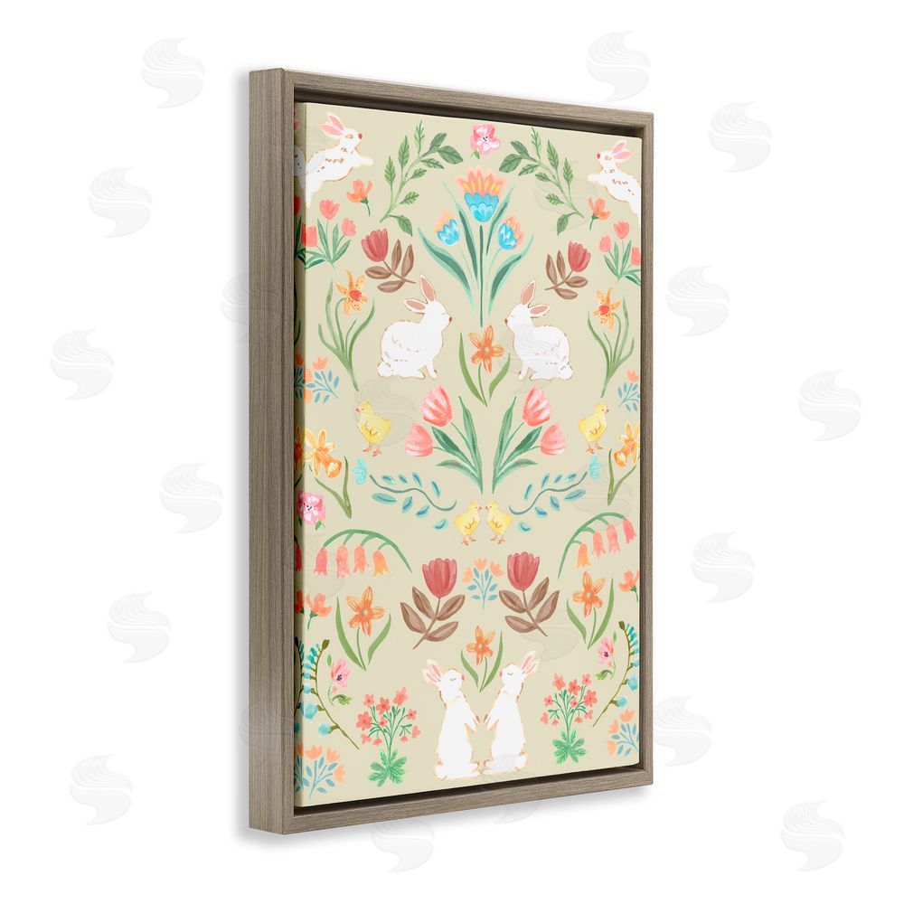 Corinne Haig Symmetrical Easter Ivory Brown Floating Frame Canvas Wall Art Print