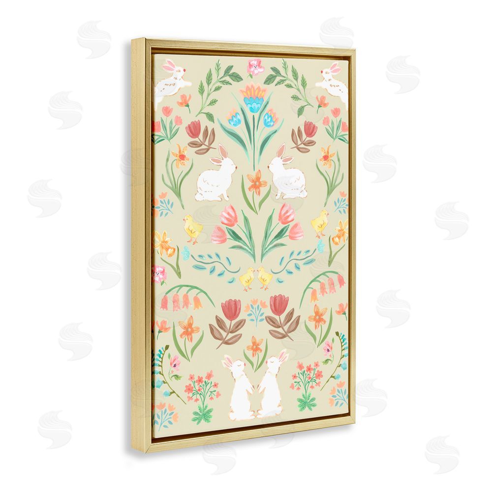 Corinne Haig Symmetrical Easter Ivory Gold Floating Frame Canvas Wall Art Print