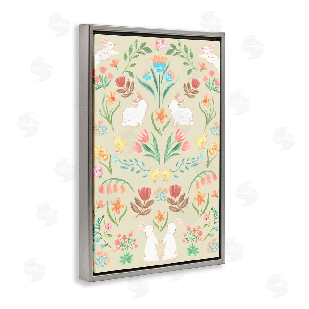 Corinne Haig Symmetrical Easter Ivory Gray Floating Frame Canvas Wall Art Print