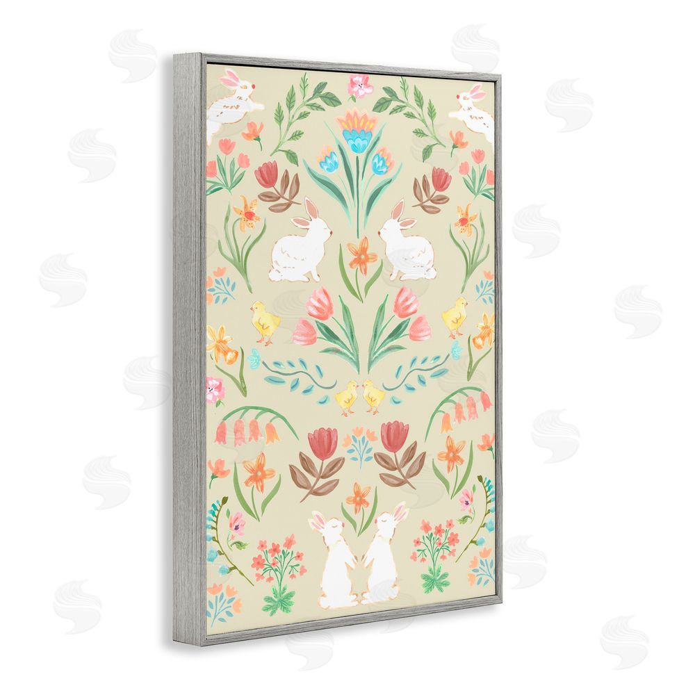Corinne Haig Symmetrical Easter Ivory Gray Framed Giclee Wall Art Print