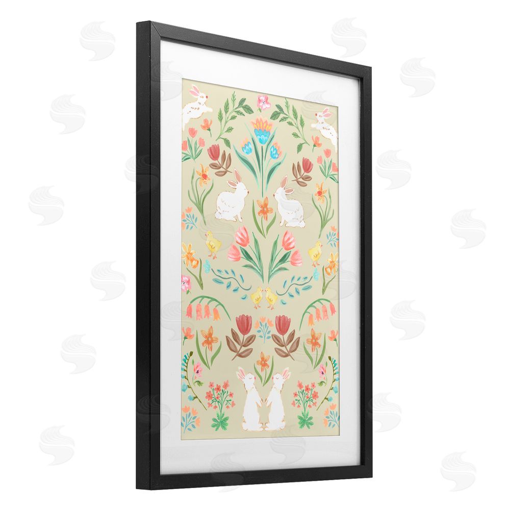 Corinne Haig Symmetrical Easter Ivory Black Framed Print Under Glass with White Mat Wall Art