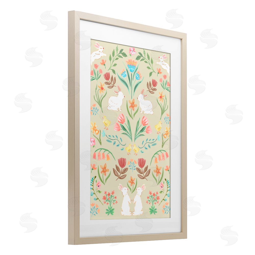 Corinne Haig Symmetrical Easter Ivory Birch Framed Print Under Glass with White Mat Wall Art