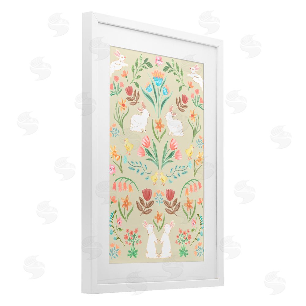 Corinne Haig Symmetrical Easter Ivory White Framed Print Under Glass with Mat Wall Art