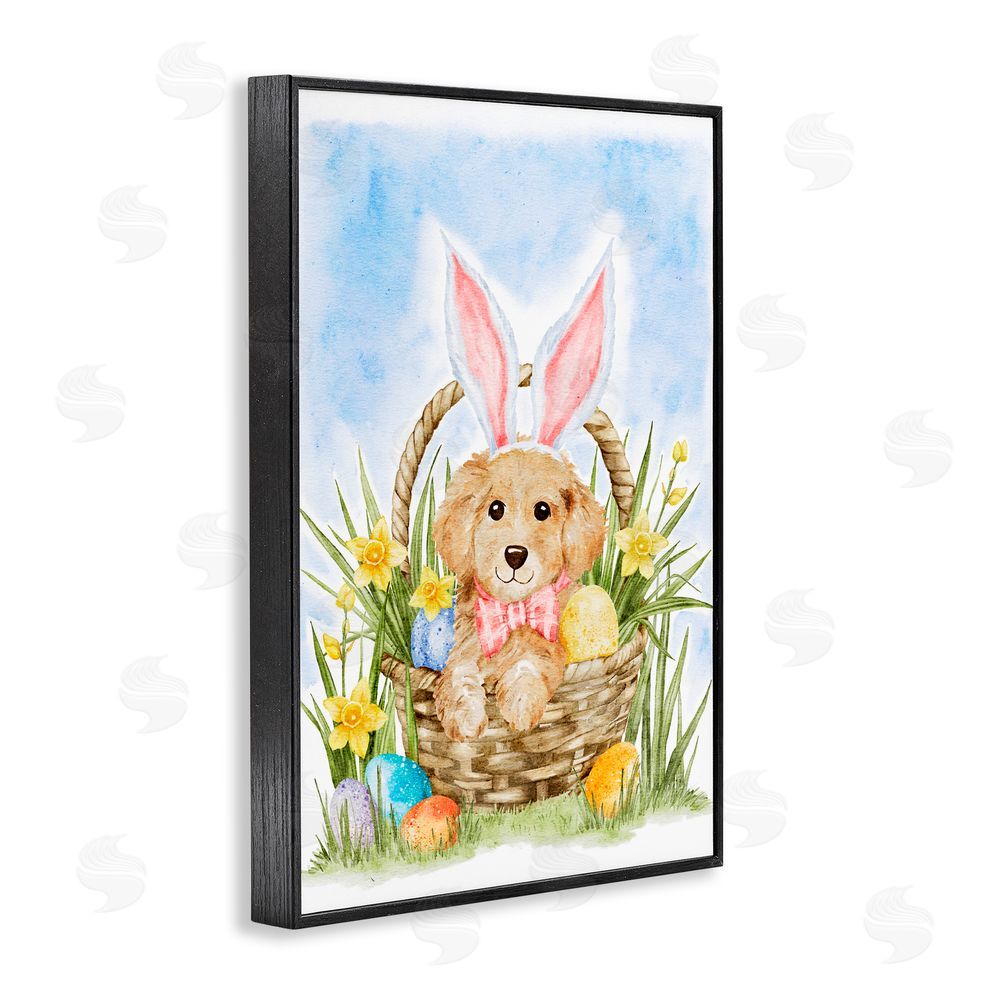Amy Hall Spring Easter Puppy Black Framed Giclee Art Print