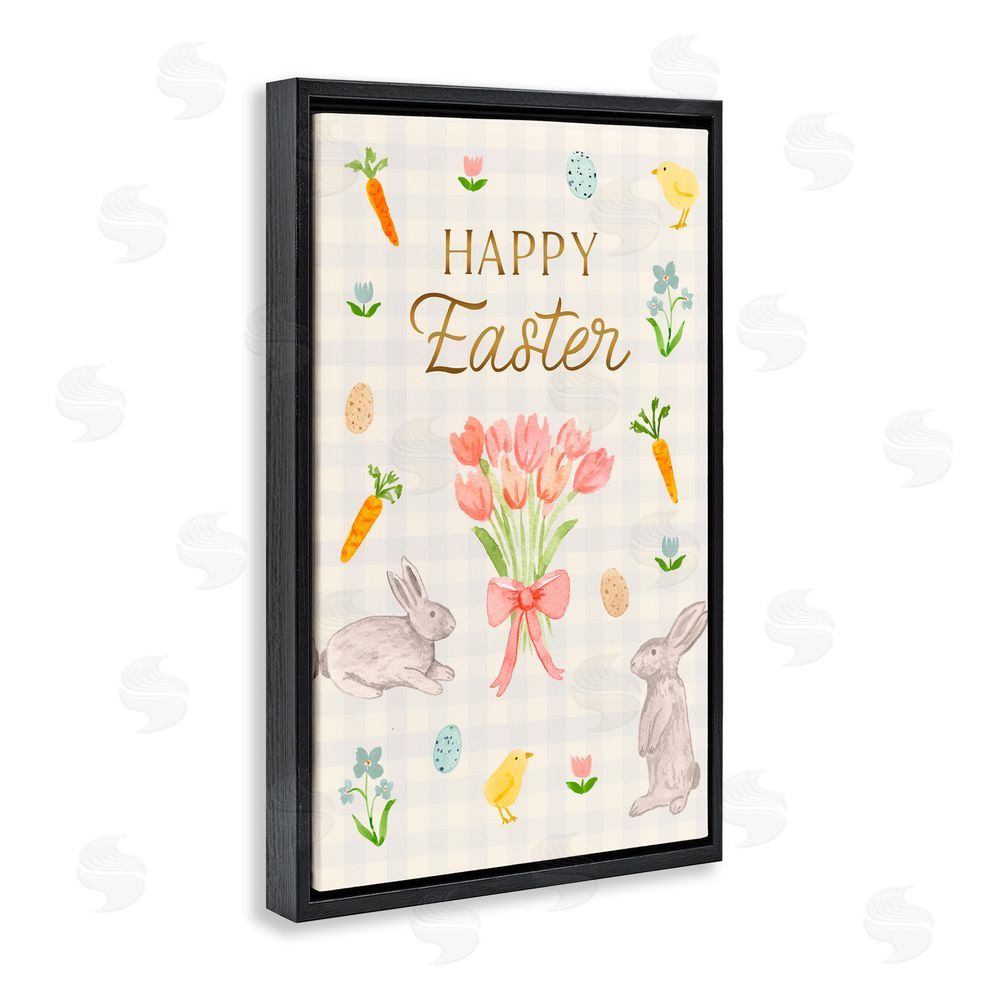 Juliet Meeks Happy Easter Soft Spring Compilation Black Floating Frame Canvas Wall Art Print