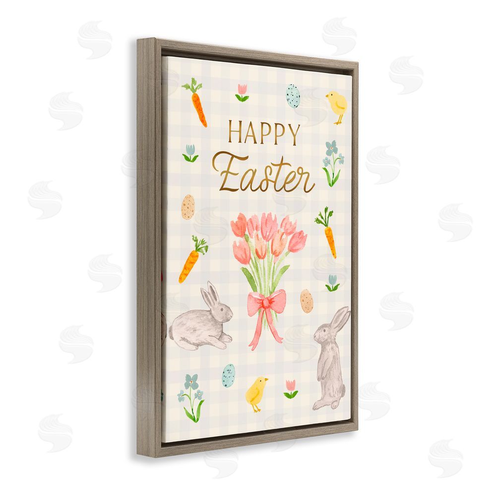 Juliet Meeks Happy Easter Soft Spring Compilation Brown Floating Frame Canvas Wall Art Print