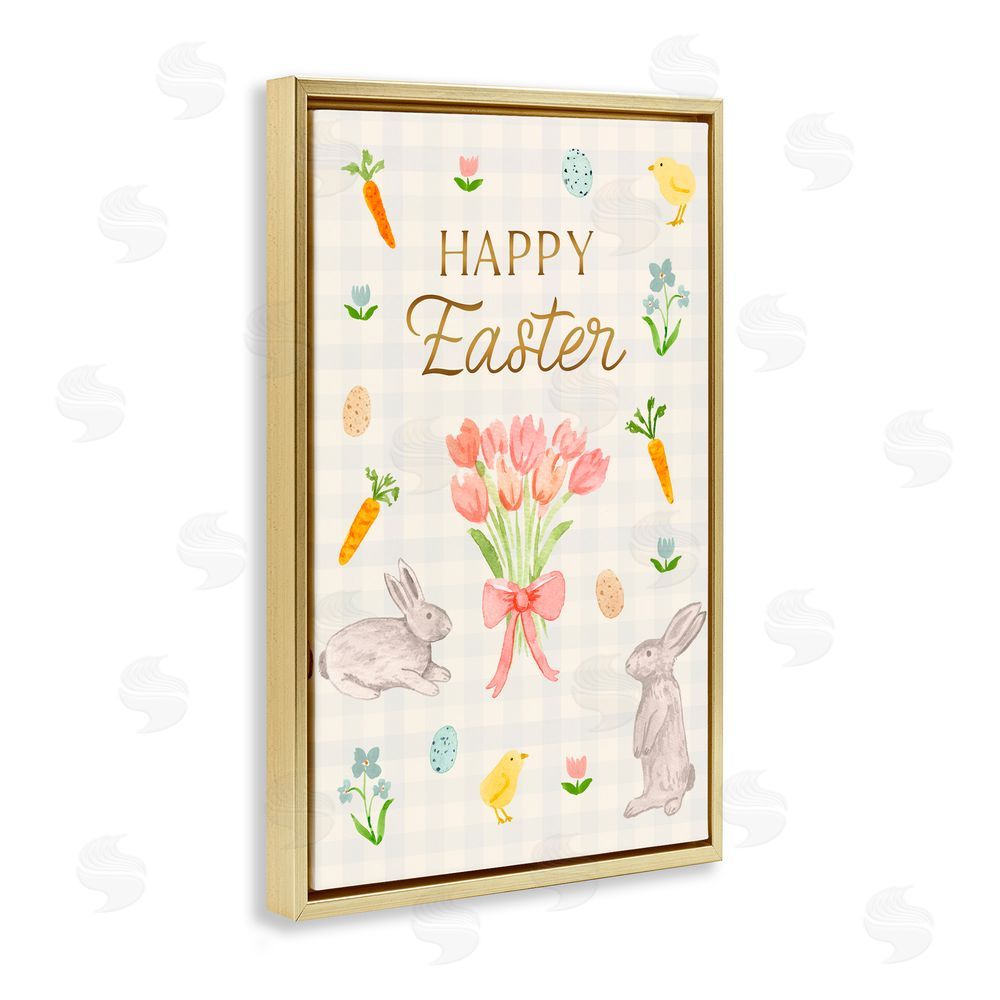 Juliet Meeks Happy Easter Soft Spring Compilation Gold Floating Frame Canvas Wall Art Print
