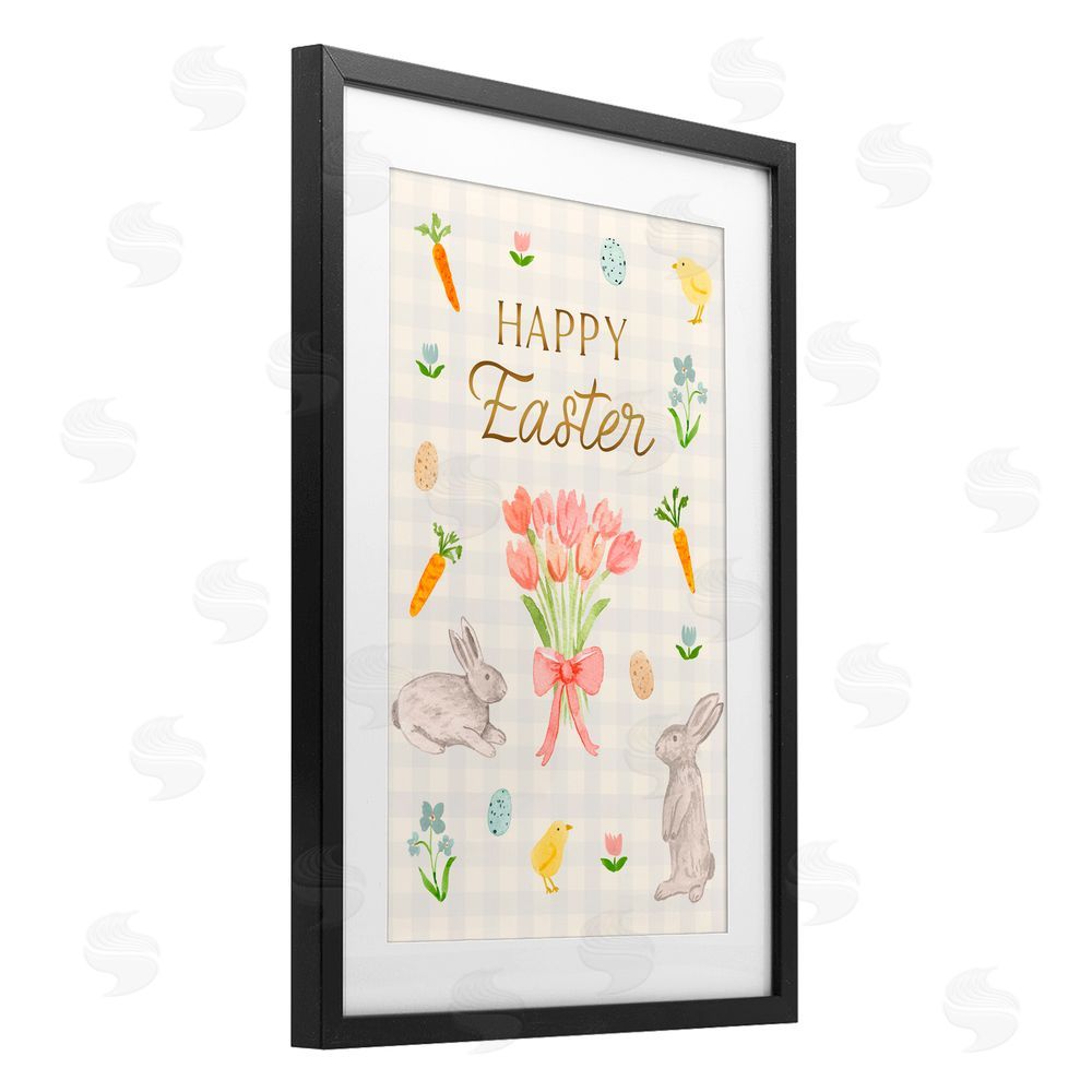 Juliet Meeks Happy Easter Soft Spring Compilation Black Framed Print Under Glass with White Mat Wall Art