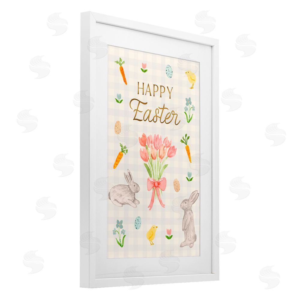 Juliet Meeks Happy Easter Soft Spring Compilation White Framed Print Under Glass with Mat Wall Art