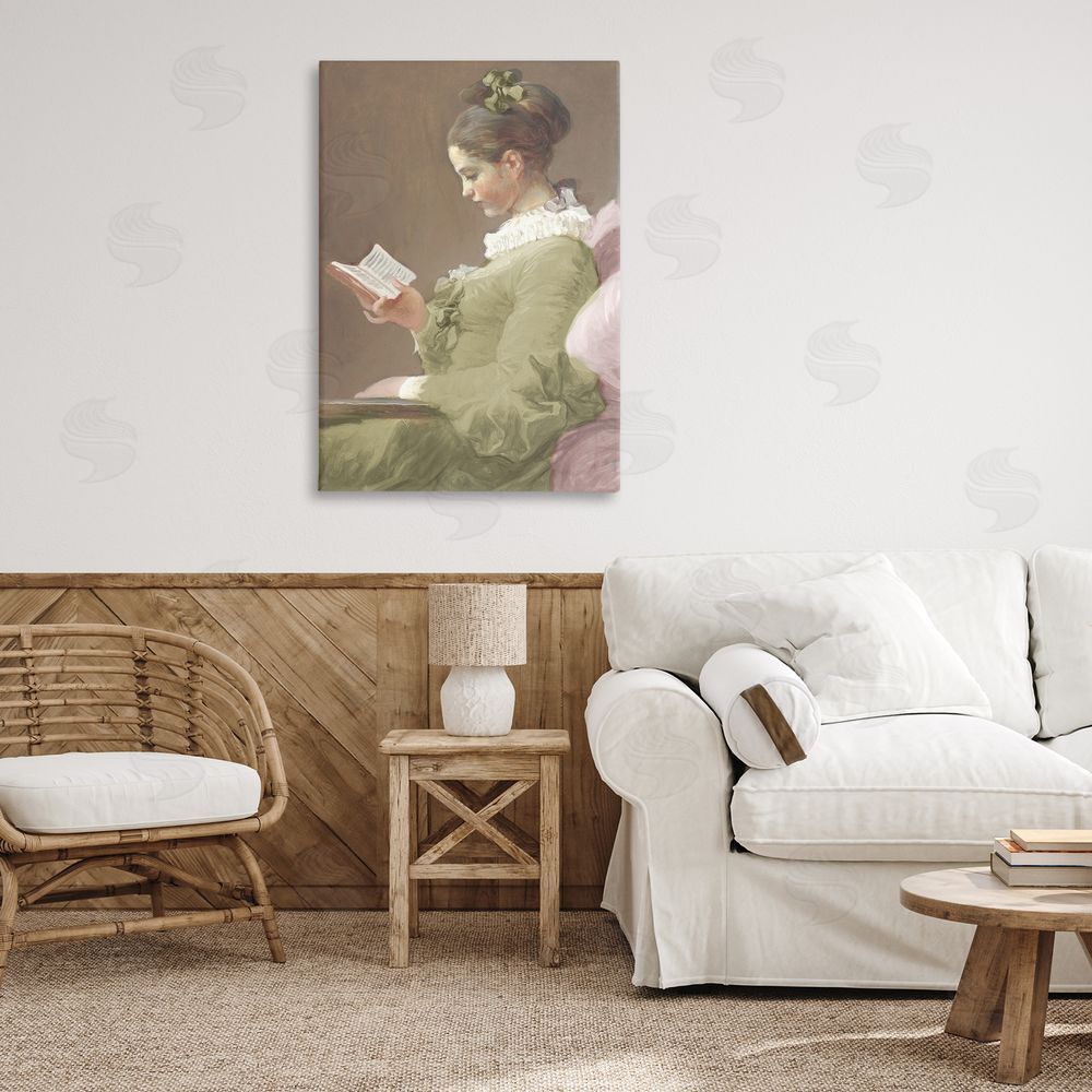 Corinne Haig Victorian Woman Seated with Book Printed Wall Art in Room