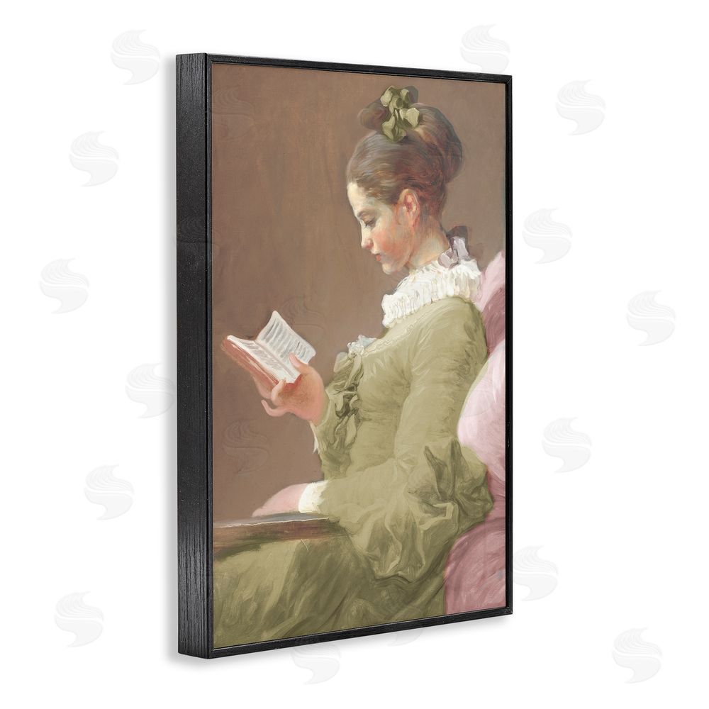 Corinne Haig Victorian Woman Seated with Book Black Framed Giclee Art Print