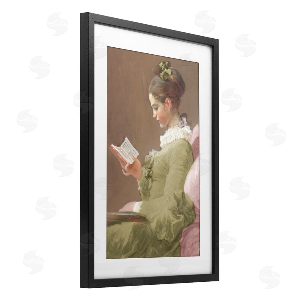 Corinne Haig Victorian Woman Seated with Book Black Framed Print Under Glass Art