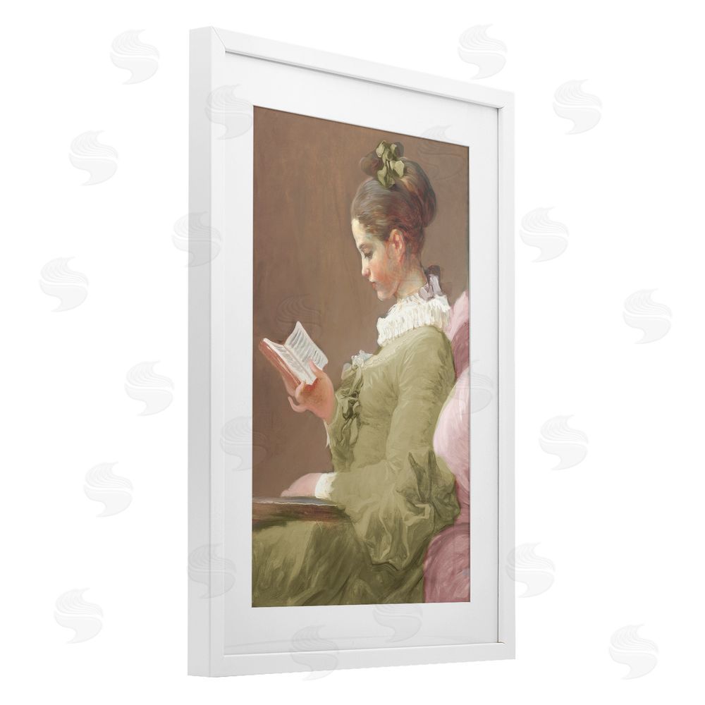 Corinne Haig Victorian Woman Seated with Book White Framed Print Under Glass Art