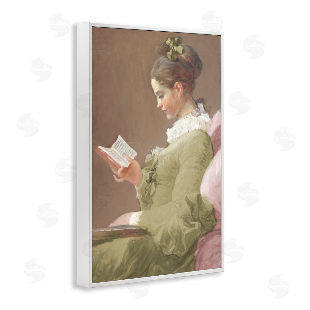 Corinne Haig Victorian Woman Seated with Book White Frame Giclee Art Print