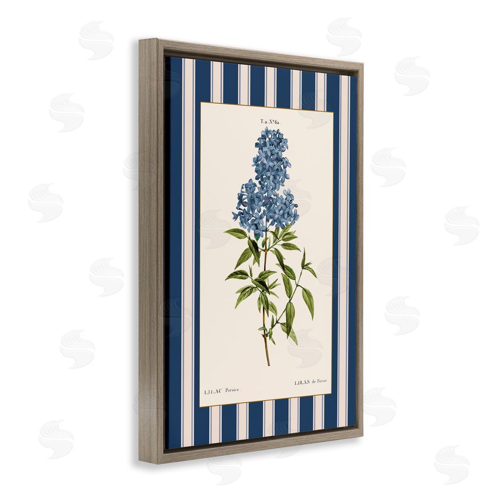Corinne Haig Lilac Study Over Stripes Brown Floating Frame Canvas Art Print