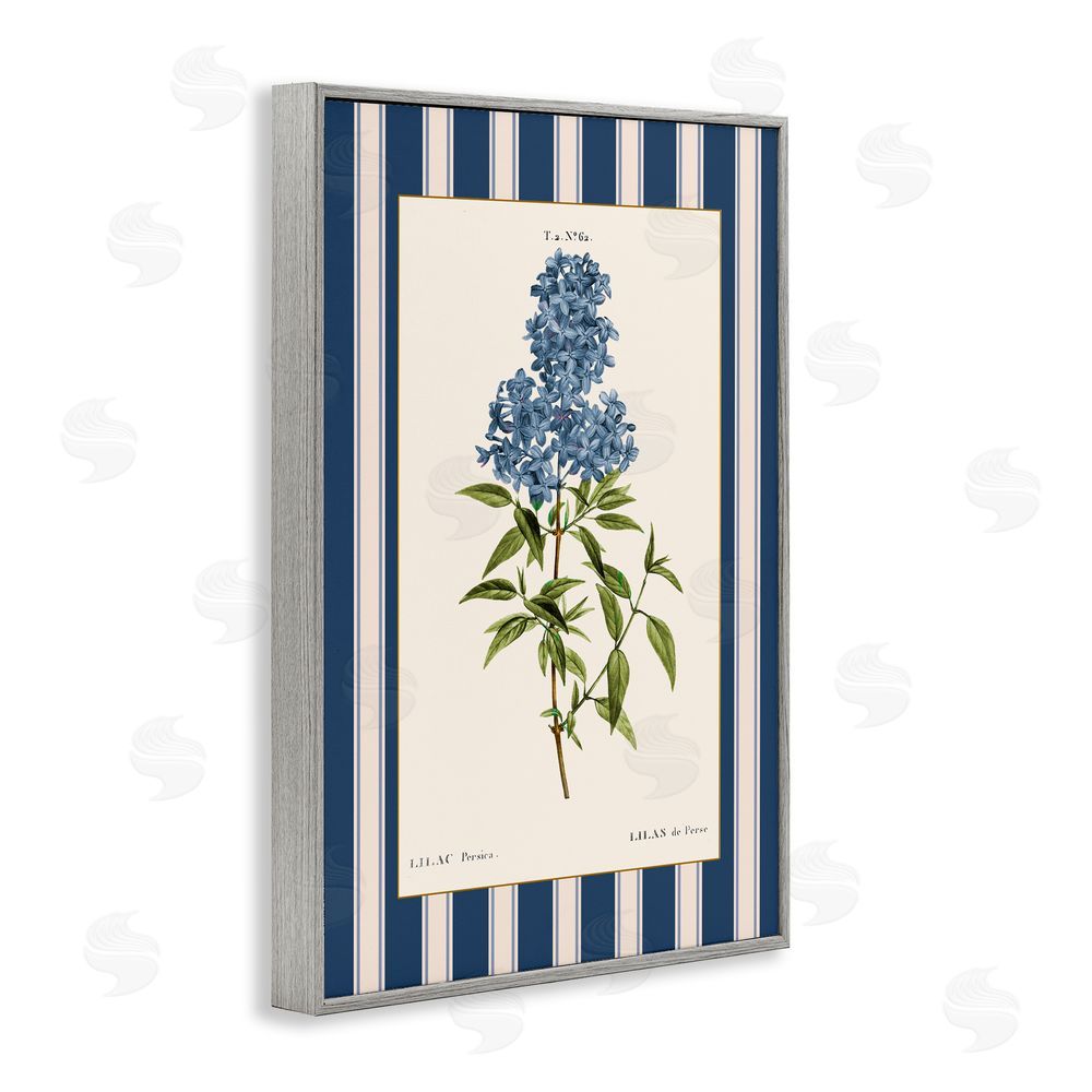 Corinne Haig Lilac Study Over Stripes Gray Framed Giclee Art Print