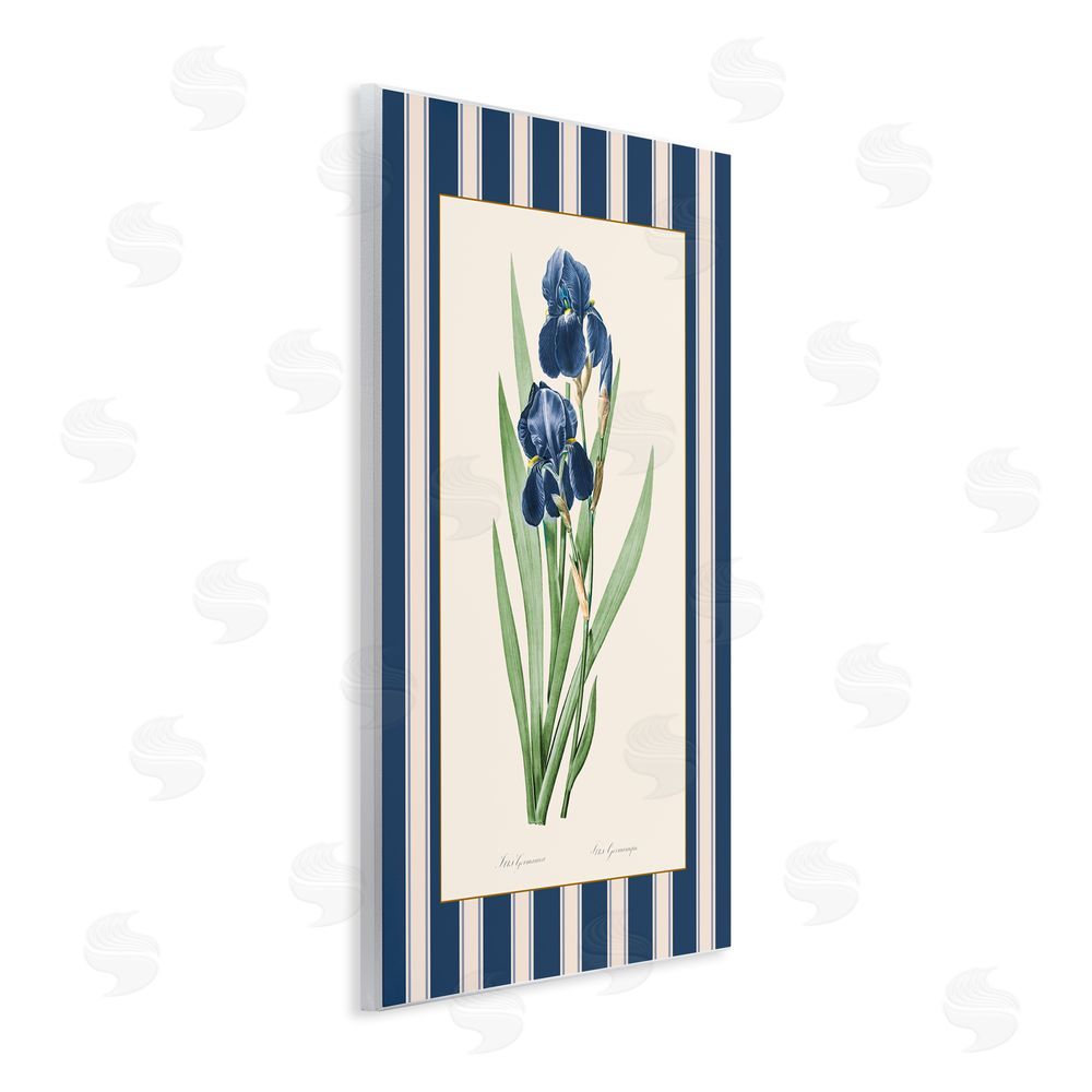 Corinne Haig Iris Study over Stripes Wall Plaque Art Print