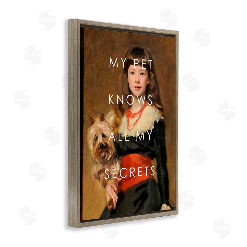 Corinne Haig My Pet Knows All My Secrets Brown Floating Frame Canvas Art Print