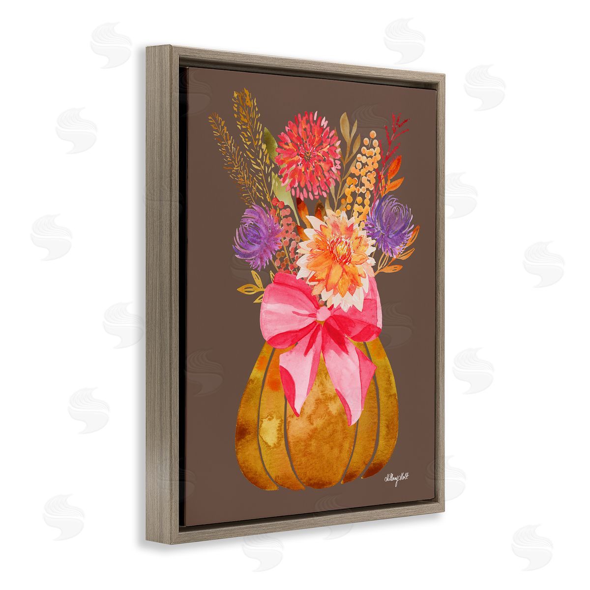 Hillary Holt Rustic Chic Pumpkin Florals Canvas Wall Art Print