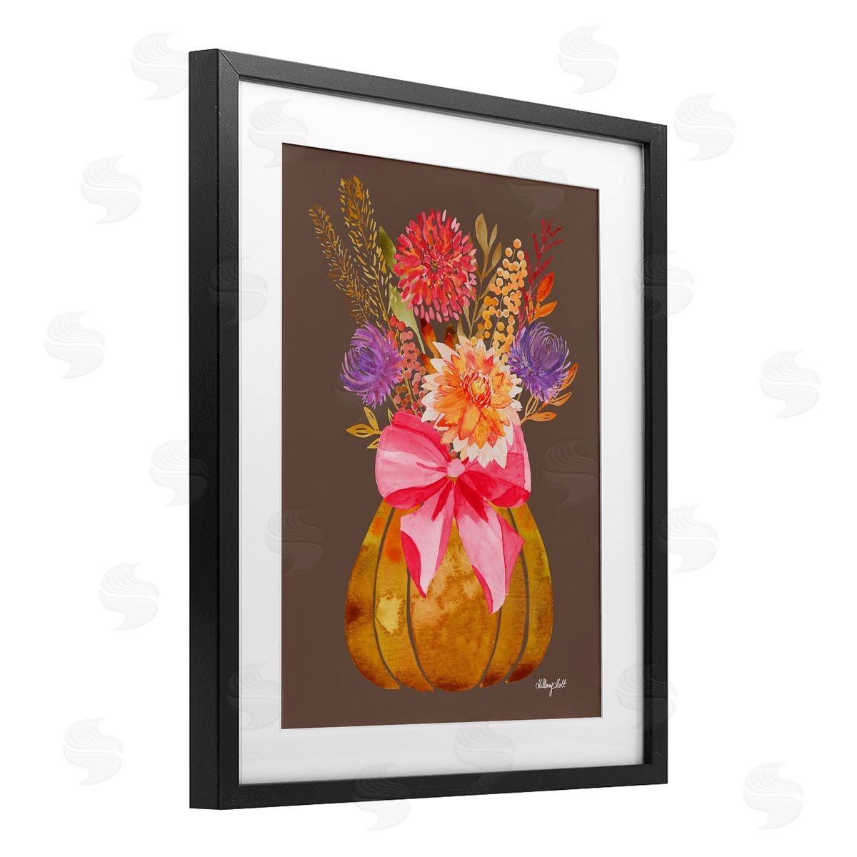 Hillary Holt Rustic Chic Pumpkin Florals Canvas Wall Art Print