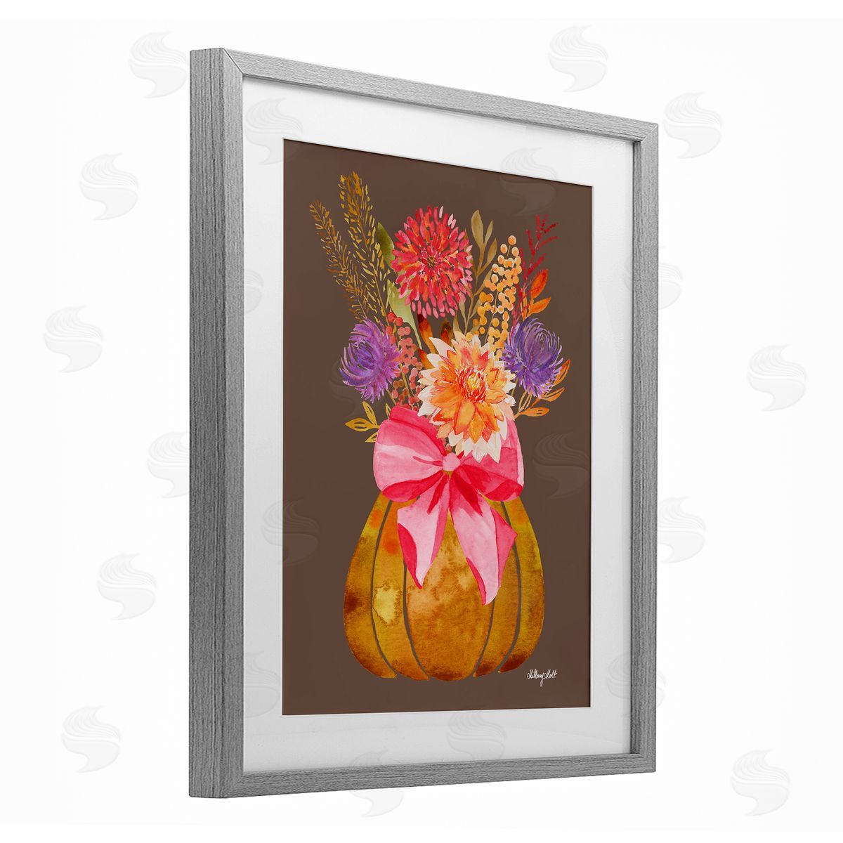 Hillary Holt Rustic Chic Pumpkin Florals Canvas Wall Art Print