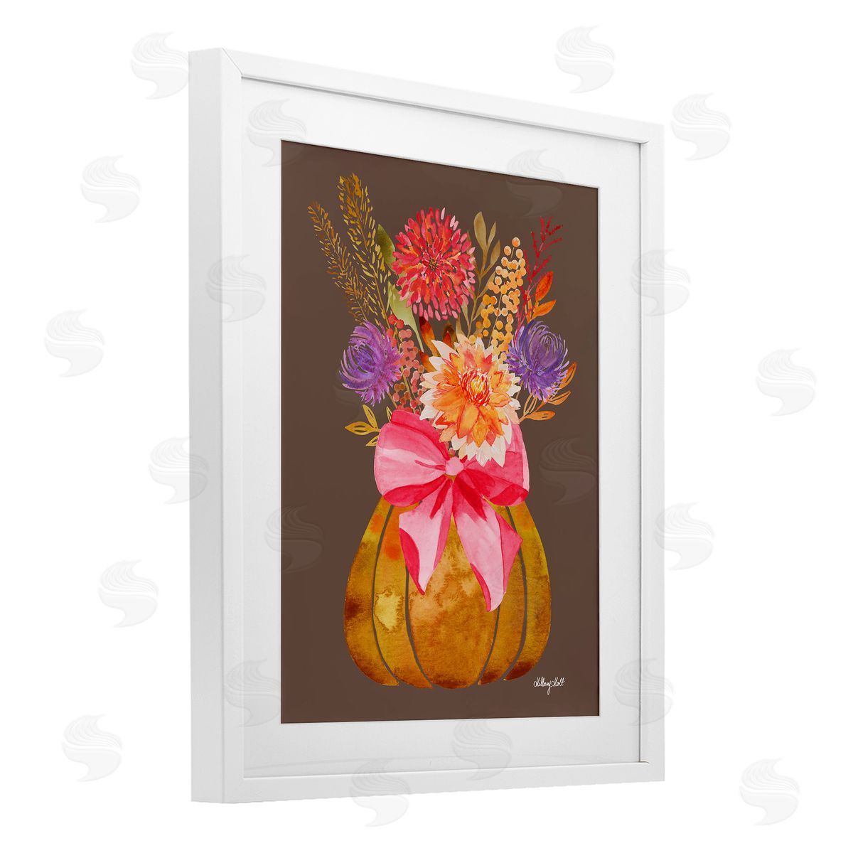 Hillary Holt Rustic Chic Pumpkin Florals Canvas Wall Art Print