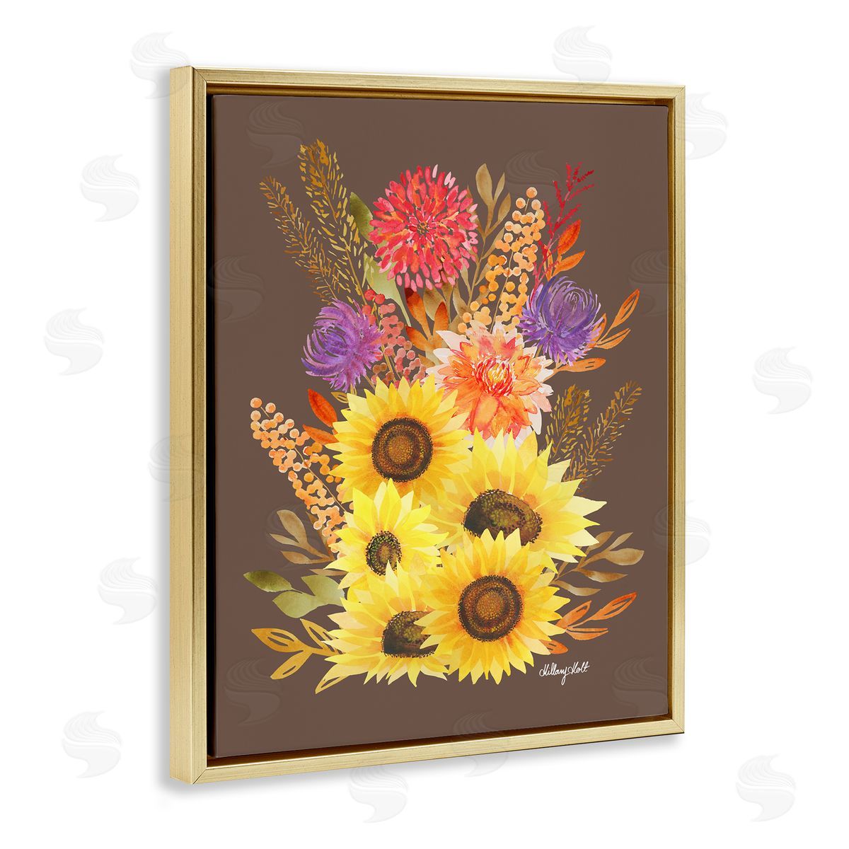Hillary Holt Autumn Sunflowers & Assortment Canvas Wall Art Print