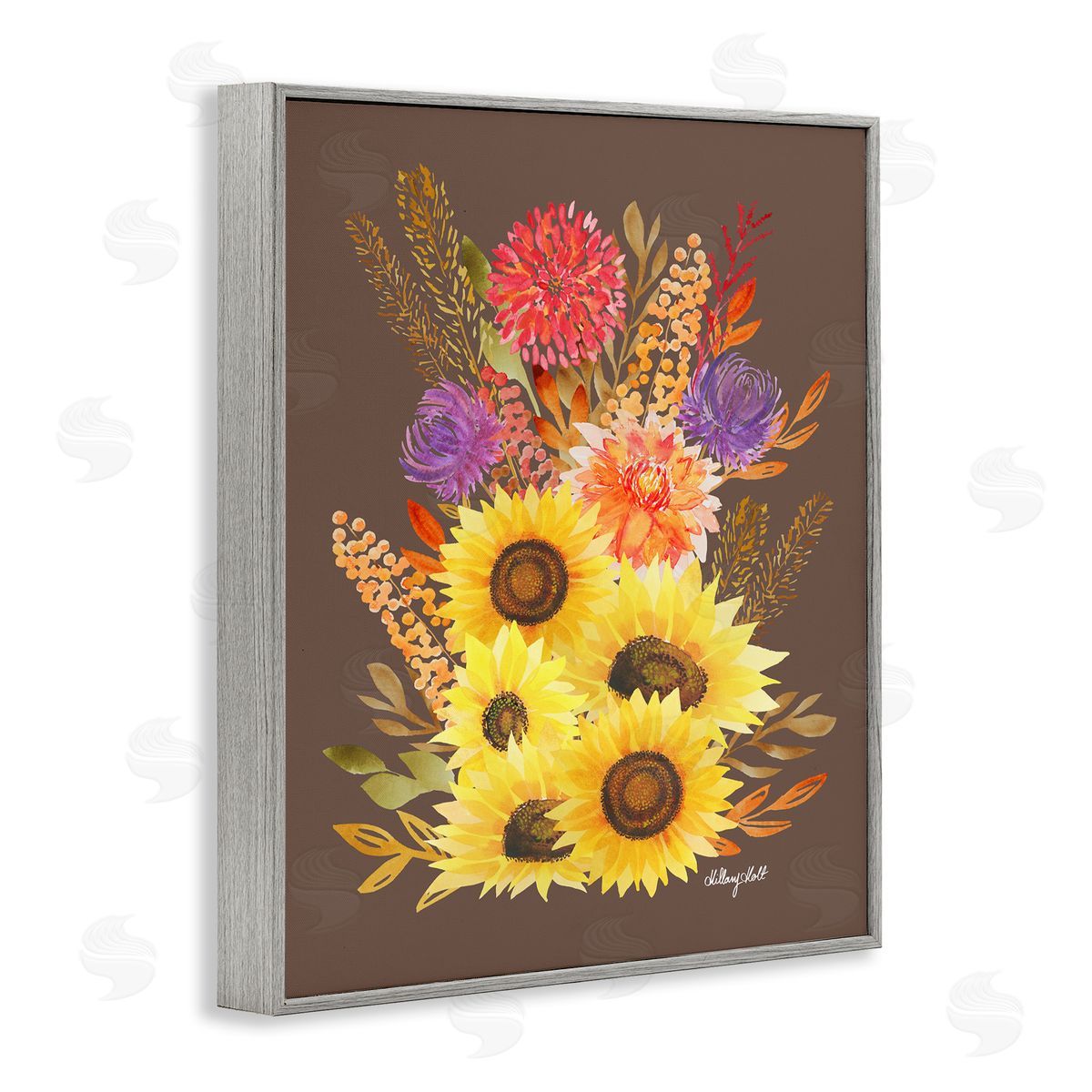 Hillary Holt Autumn Sunflowers & Assortment Canvas Wall Art Print