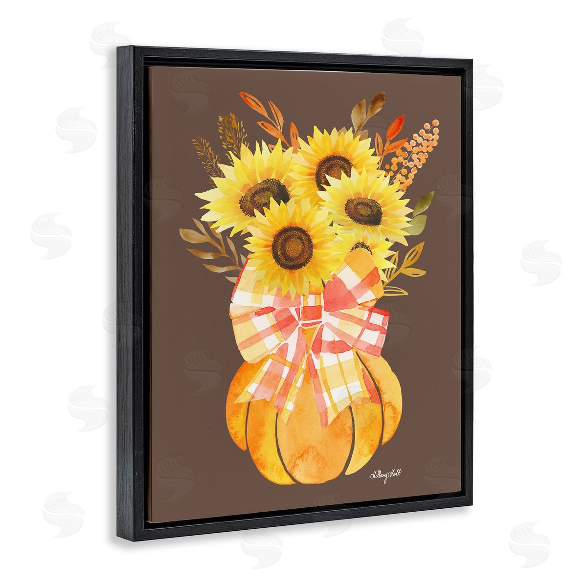 Hillary Holt Fall Sunflowers Pumpkin Bouquet Canvas Wall Art Print