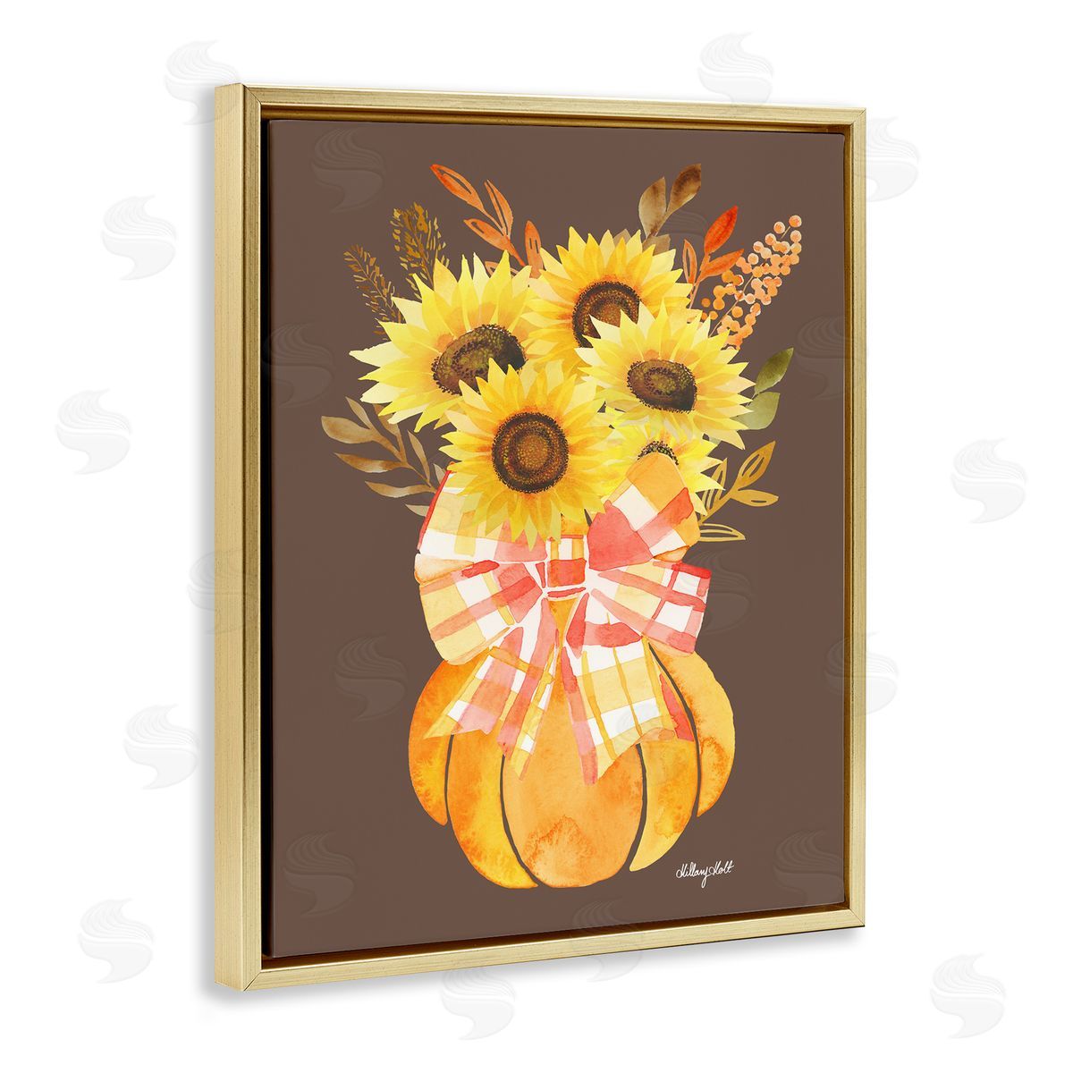 Hillary Holt Fall Sunflowers Pumpkin Bouquet Canvas Wall Art Print