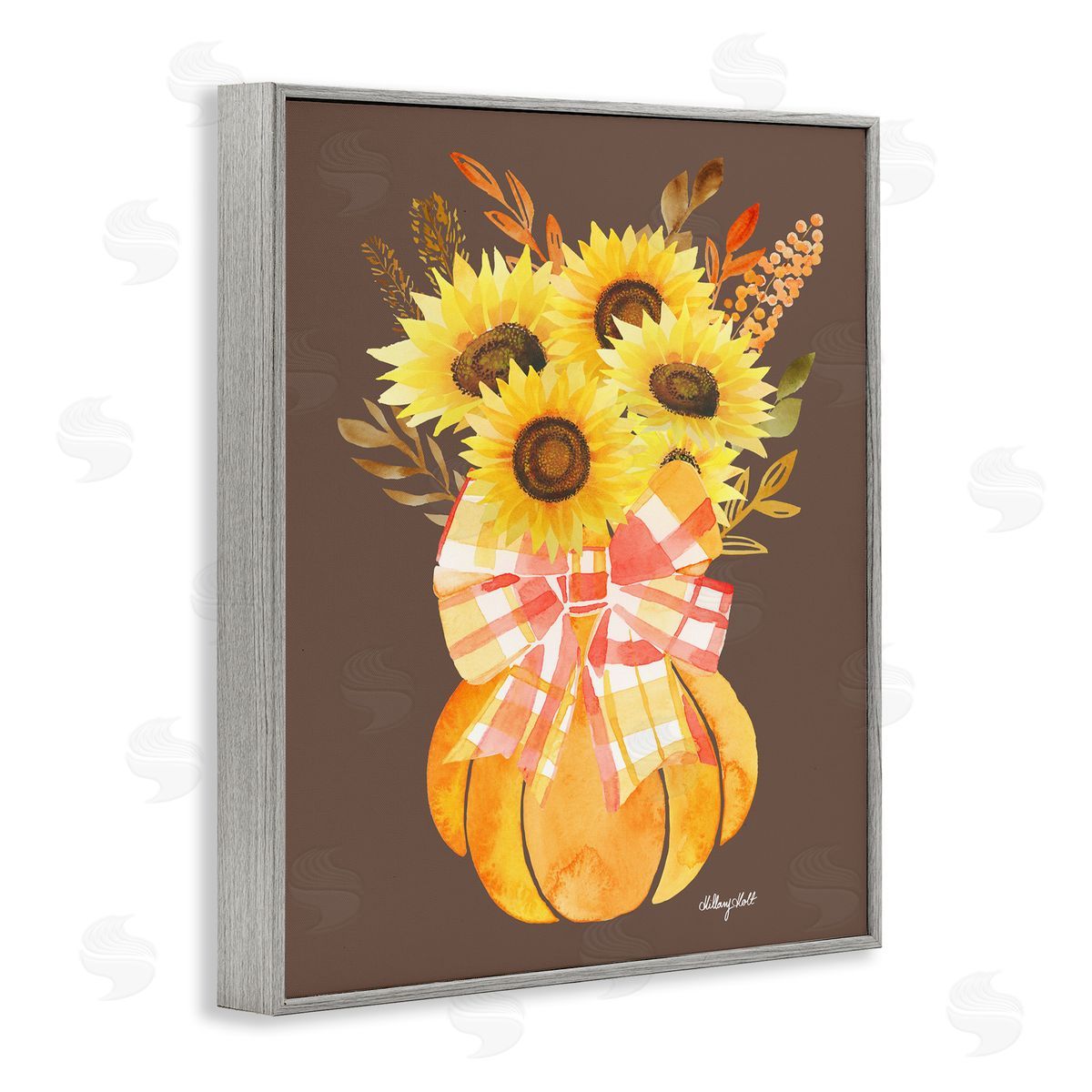 Hillary Holt Fall Sunflowers Pumpkin Bouquet Canvas Wall Art Print