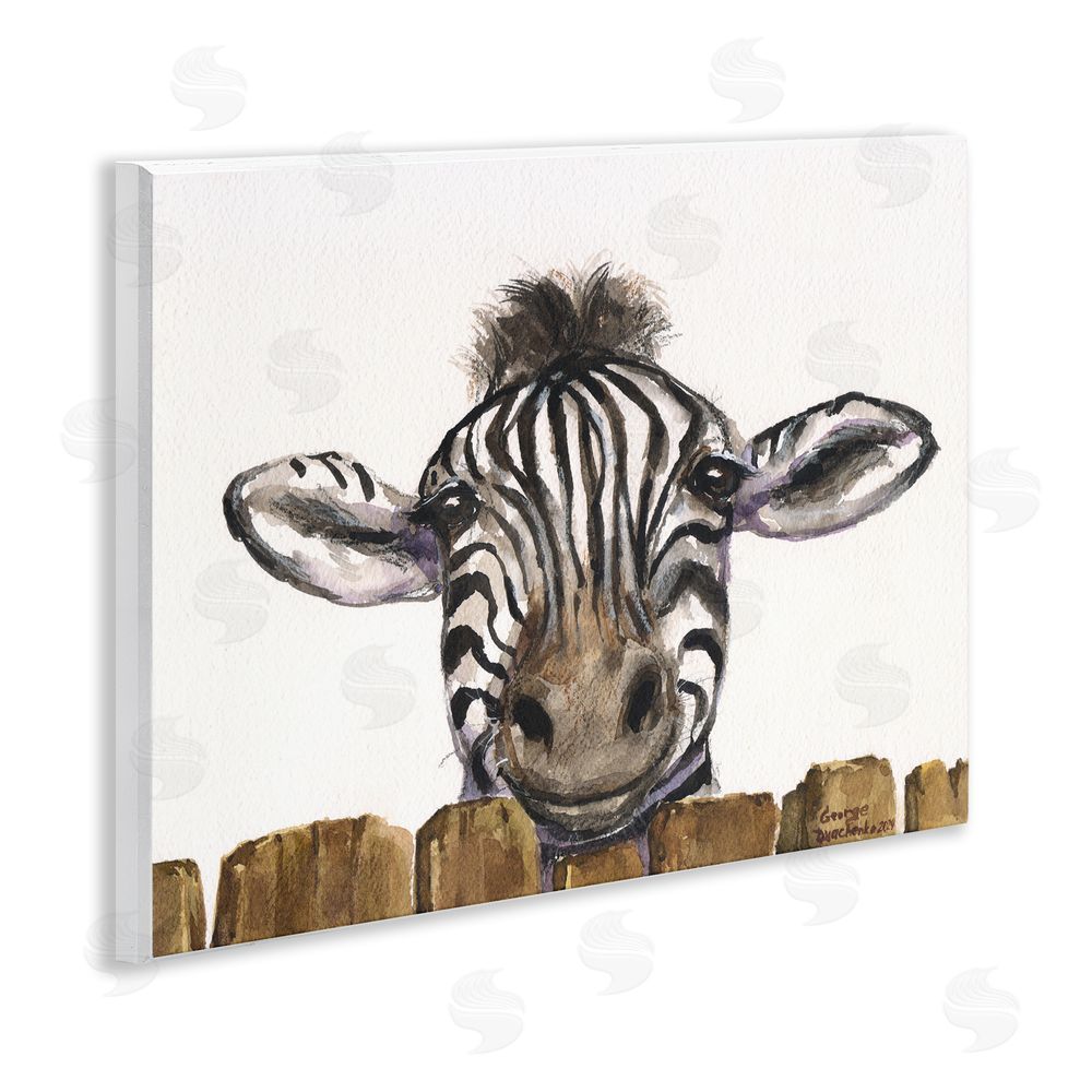 George Dyachenko Cute Zebra Above Fence Wall Plaque Art Print