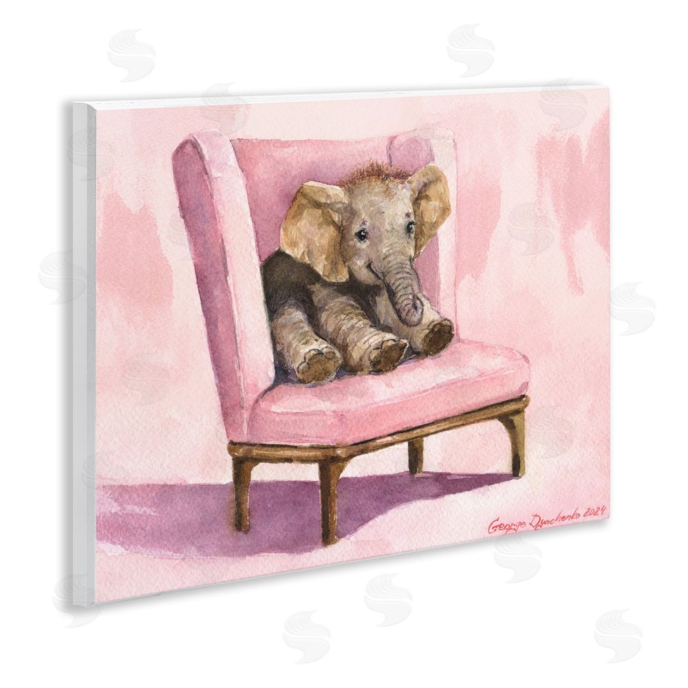 George Dyachenko Elephant Baby on Pink Chair Wall Plaque Art Print