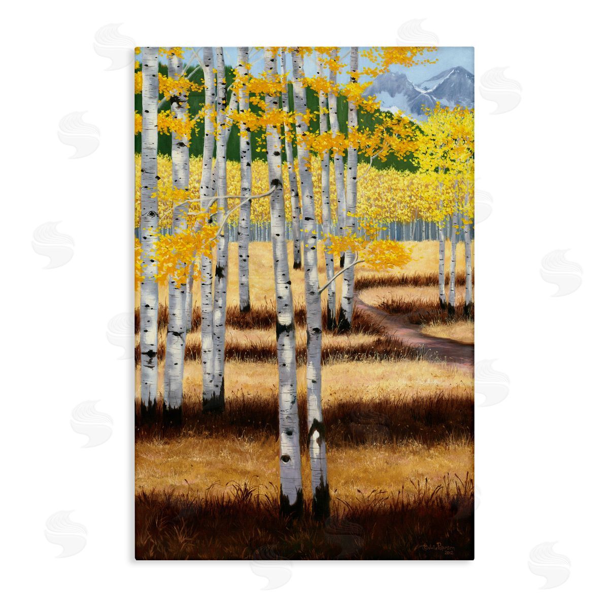 Julie Peterson Autumn Birch Trees Field Canvas Wall Art Print