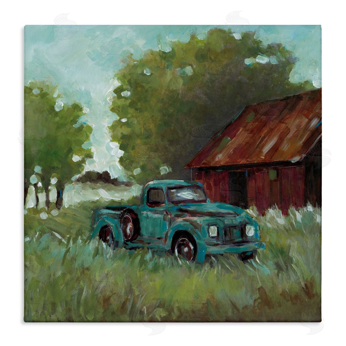 Wani Pasion Expressionist Blue Truck Canvas Wall Art Print