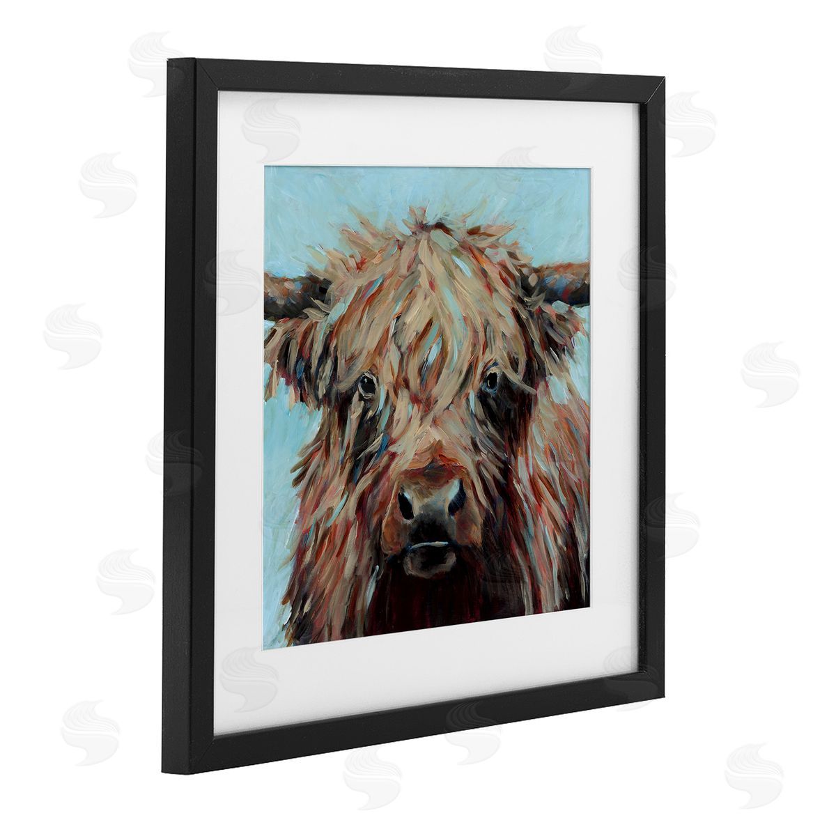 Wani Pasion Cow on Vivid Turquoise Canvas Wall Art Print