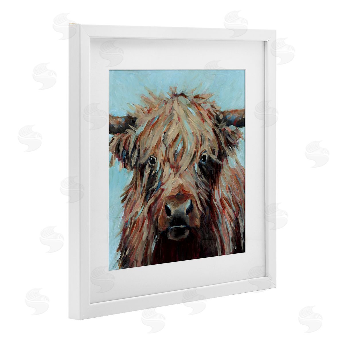 Wani Pasion Cow on Vivid Turquoise Canvas Wall Art Print